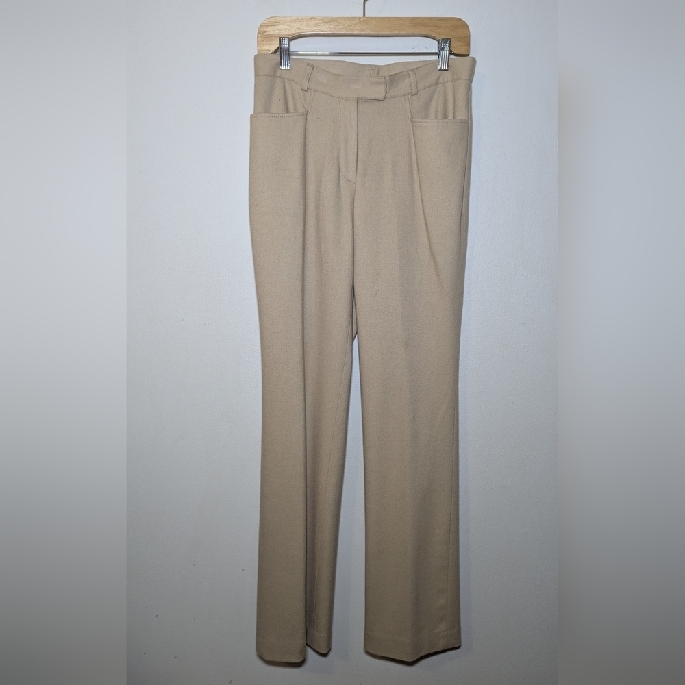 ICB Women's Classic Tan Trousers Wool Blend Straight Leg Size 8